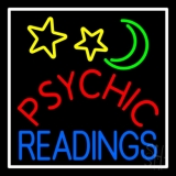 Red Psychic Blue Readings White Border Neon Sign