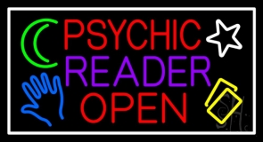 Red Psychic Purple Reader Red Open Block White Border Neon Sign