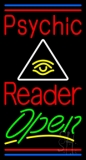 Red Psychic Reader And Green Open Neon Sign