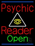 Red Psychic Reader Blue Open Neon Sign