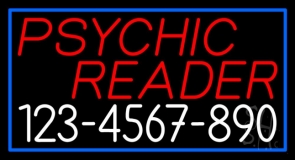 Red Psychic Reader With White Phone Number Neon Sign