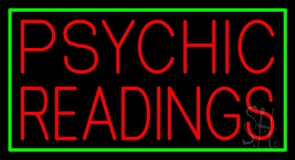 Red Psychic Readings Green Border Neon Sign