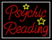 Red Psychic Reading With Stars Neon Sign