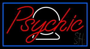 Red Psychic White Crystal Blue Border Neon Sign