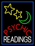 Red Psychic White Readings Blue Border Neon Sign
