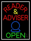 Red Reader And Advisor Open Neon Sign