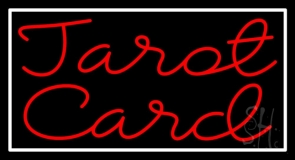 Red Tarot Card And White Neon Sign