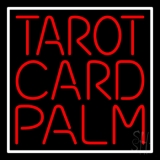 Red Tarot Card Palm And White Border Neon Sign