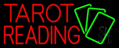 Red Tarot Reading Green Cards Neon Sign