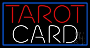 Red Tarot White Card And Blue Border Neon Sign