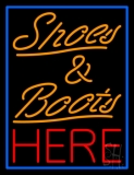 Shoes And Boots Here With Blue Border Neon Sign