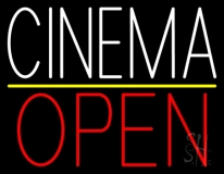 White Cinema Open Neon Sign
