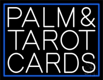 White Palm And Tarot Cards Block Neon Sign