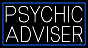 White Psychic Advisor Blue Border Neon Sign