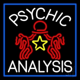 White Psychic Analysis With Logo And Blue Border Neon Sign
