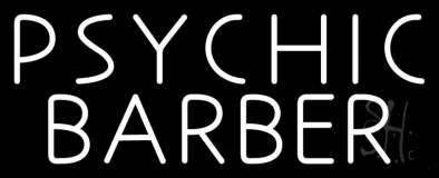 White Psychic Barber Neon Sign