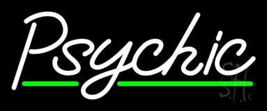 White Psychic Green Line Neon Sign