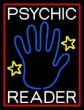 White Psychic Reader With Blue Palm Neon Sign