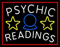 White Psychic Readings Red Border Neon Sign
