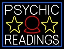 White Psychic Readings With Blue Border Neon Sign