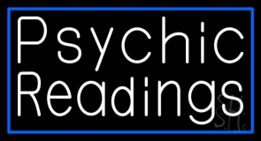White Psychic Readings With Blue Border Neon Sign