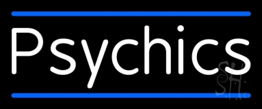 White Psychics With Blue Line Neon Sign