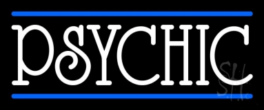 White Psychic With Blue Line Neon Sign