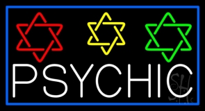 White Psychic With Stars Neon Sign