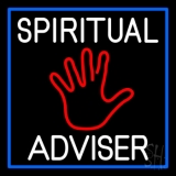 White Spiritual Advisor With Red Palm Neon Sign