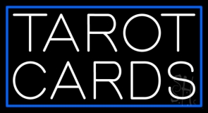 White Tarot Cards Blue Border Neon Sign