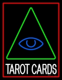 White Tarot Cards Logo And Red Border Neon Sign