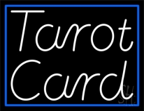 White Tarot Card With Blue Border Neon Sign