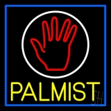 Yellow Palmist Block With Logo Blue Border Neon Sign