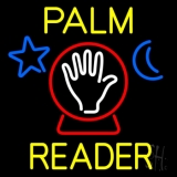 Yellow Palm Reader With Crystal Neon Sign