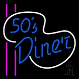 Blue 50s Diner Pink Lines Neon Sign