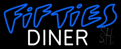 Blue 50s White Diner Neon Sign
