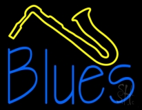 Blue Blues Yellow Saxophone Neon Sign