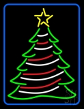 Blue Border Decorative Christmas Tree Neon Sign
