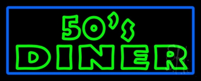 Blue Border Green 50s Diner Neon Sign