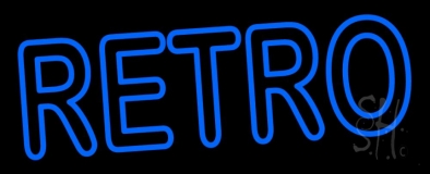 Blue Duble Strok Retro Block Neon Sign