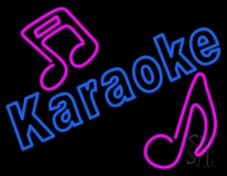 Blue Karaoke Red Musical Note Neon Sign
