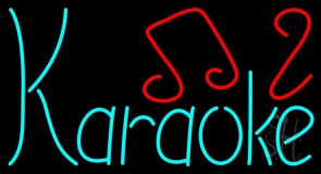 Blue Karaoke Red Musical Note Neon Sign