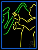 Blue Man Yellow Saxophone Neon Sign