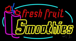 Oval Fresh Fruit Smoothies Logo Neon Sign