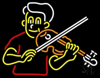 Boy Playing Violin Neon Sign