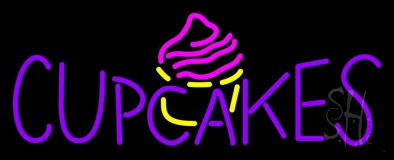 Purple Cupcakes With Cupcake In Between Neon Sign