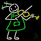 Girl Playing Violin Neon Sign
