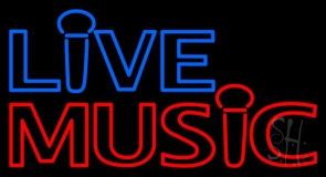 Live Music Block Mic Logo Neon Sign