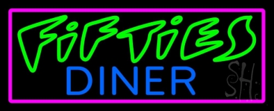 Pink Border Green 50s Blue Diner Neon Sign