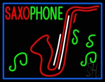 Pink Saxophone Red Logo Neon Sign